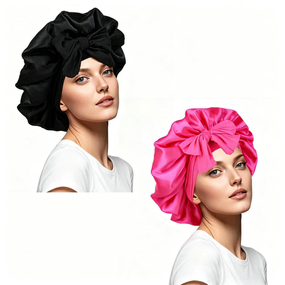 Satin Hair Bonnet - 2 Stück Satin-Schlafhauben für Frauen in