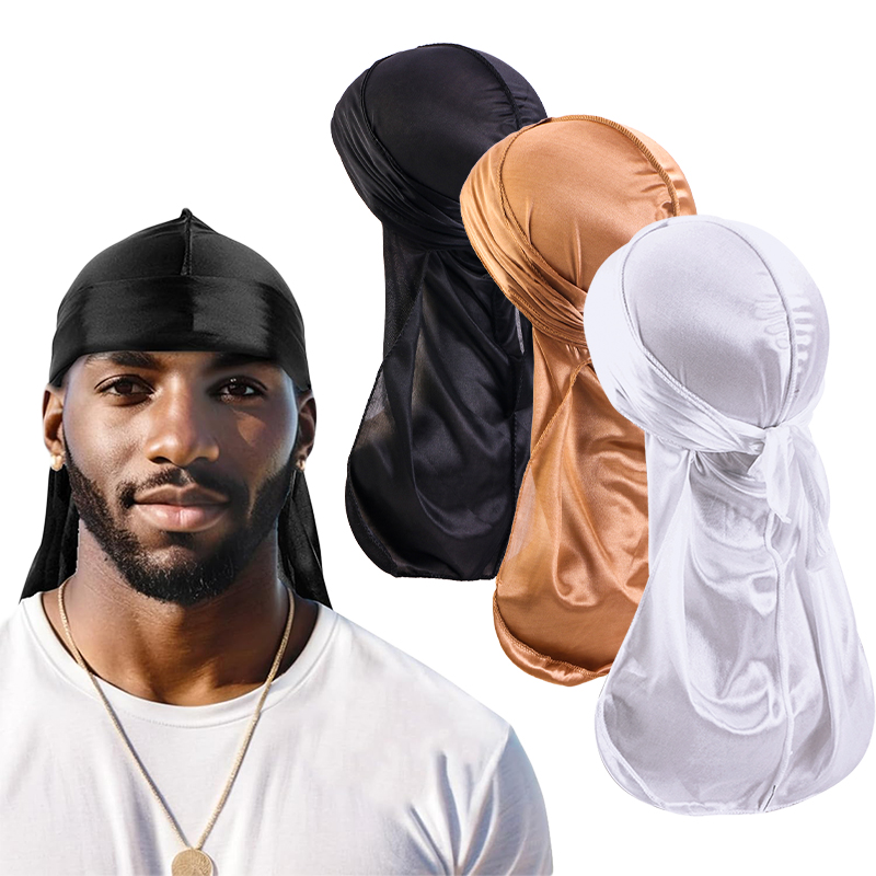 Satin Hair Bonnet - 3 TEILE/LOS Lange Durag Seide Satin