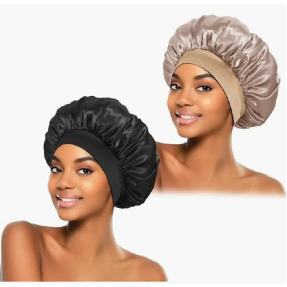 Satin Hair Bonnet - Seidenhaube zum Schlafen, Satin-Haarhauben, weiches Gummiband,