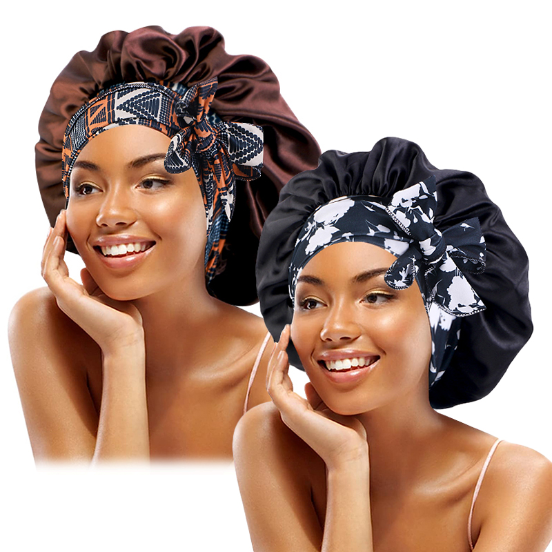 Satin Hair Bonnet - 2 TEILE/LOS Boho Gedruckt Stirnband Satin