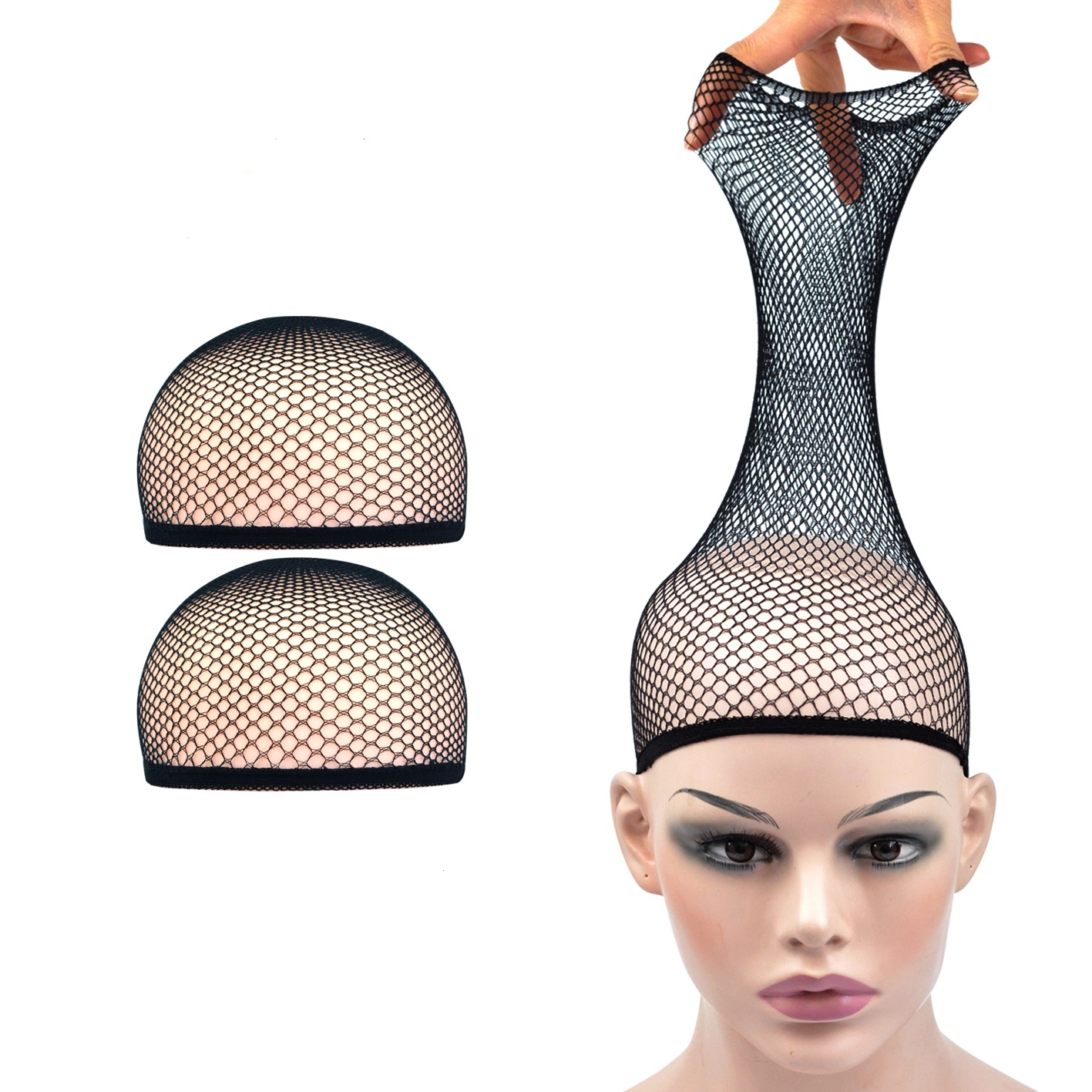 Wig Cap Stocking - 2-teiliges Haarnetz mit offenem Ende, Perückenkappe,