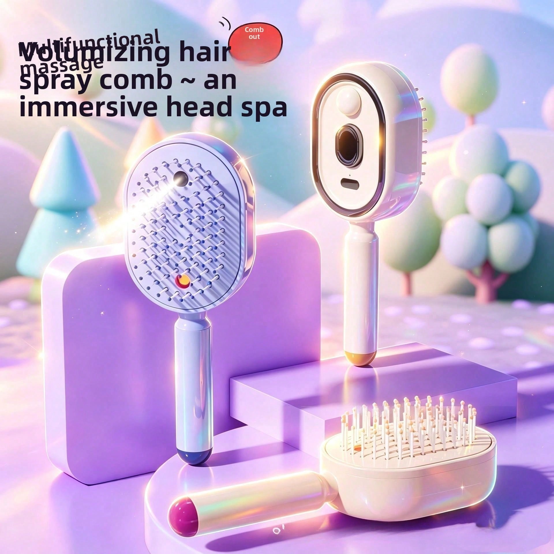 Hair Care Is Self Care - Elektrischer Sprüh-Airbag-Massagekamm, Ätherisches Öl Zerstäubungspflege, Selbstreinigender
