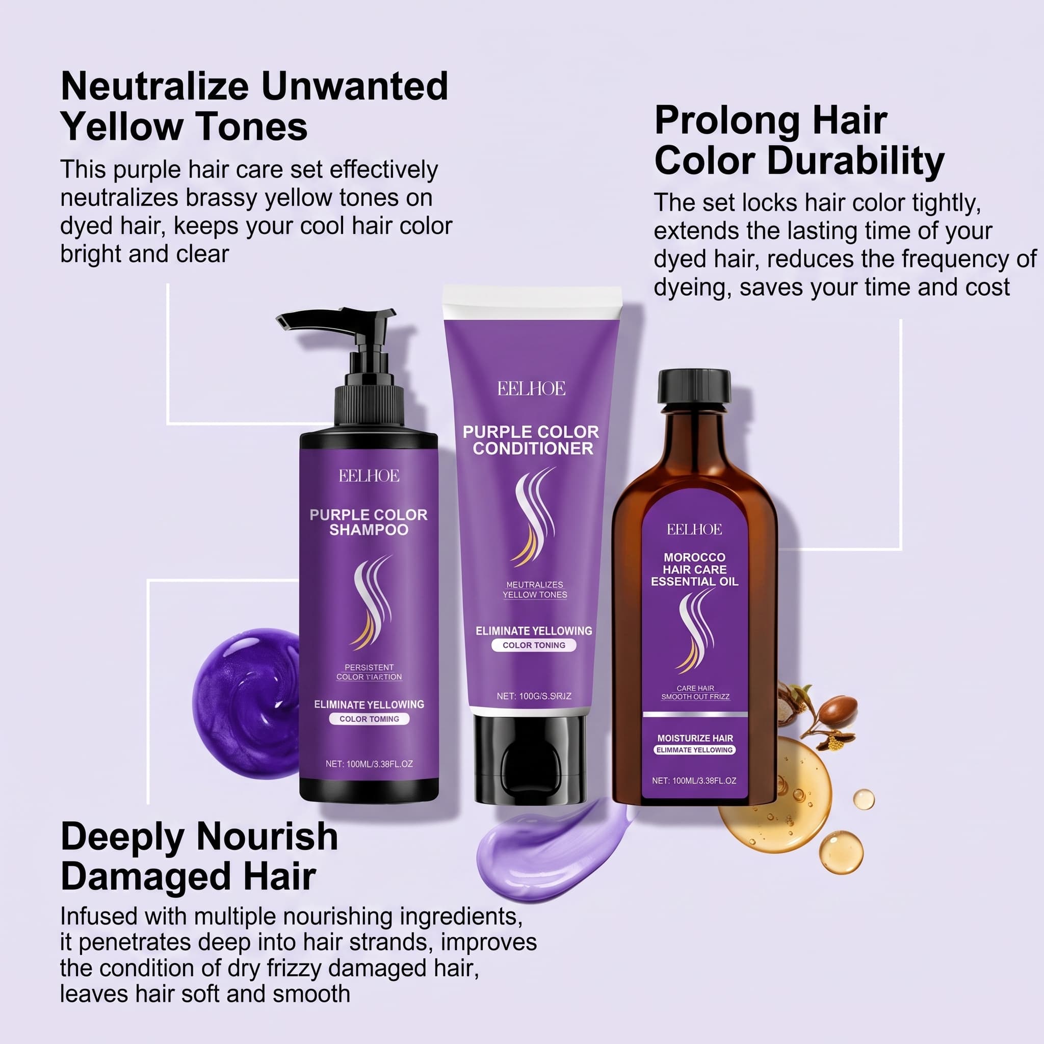 Lila Shampoo-Set mit Condition – Hair Care Set Bewertung und Preis