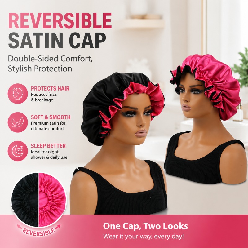 Reversible Satin-Duschhaube fü – Satin Hair Bonnet Bewertung und Preis