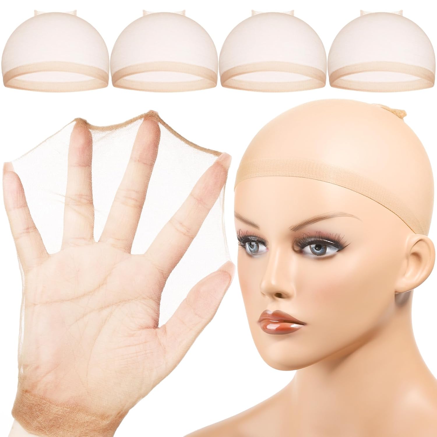 4/12 Stück belüftete Nylon-Mes – Wig Cap Stocking Bewertung und Preis